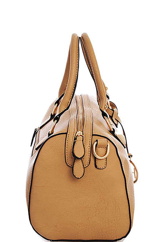 Designer Fashion Emblem Boston Bag With Long Strap