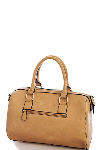 Designer Fashion Emblem Boston Bag With Long Strap