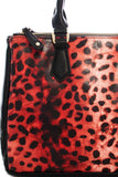 Two Tone Leopard Satchel With Long Strap