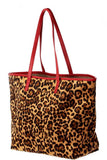 2in1 Designer Trendy Leopard Suede Shopper Bag