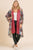 Sheer Animal Scarf Mixed Print Long Puff Sleeve Open Front Long Kimono