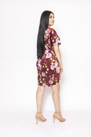 Floral Print, Velvet, Short Dress