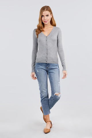 Long Sleeve V-neck Button Down Sweater Cardigan