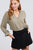 3/4 Cuff Sleeve V-neck W/collar Woven Top
