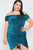 Plus Size Ruched Draw String Center Mini Glitter Dress