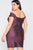 Plus Size Ruched Draw String Center Mini Glitter Dress