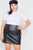 Plus Size Black Color Block Trim Mini Leather Skirt
