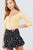 3/4 Short Sleeve Button Down Detail Heavy Rib Knit Top
