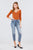 3/4 Short Sleeve Button Down Detail Heavy Rib Knit Top