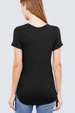Short Raglan Sleeve Round Neck W/pocket Rayon Spandex Top