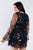 Plus Size Floral Mix Sheer Mock Lace Neck Mini Dress