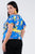 Plus Size Tropical Floral Print Mock Sleeve Chiffon Semi-sheer Top