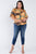 Plus Size Plaid Multi Stripe Cinched Sleeve Button Down Top