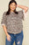 Plus Size Animal Print Swing Tunic Top With Contrast Color Block Bell Sleeves