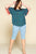 Plus Size Animal Print Swing Tunic Top With Contrast Color Block Bell Sleeves