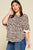 Plus Size Animal Print Swing Tunic Top With Contrast Color Block Bell Sleeves