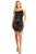 Solid Mini Dress With Bodycon Fit, Side Slit, And Spaghetti Straps