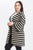 Striped, Cardigan With Kimono Style Sleeves