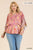 Floral Scarf Mixed Print Kimono Sleeve Round Neck Peplum Hem Top