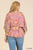 Floral Scarf Mixed Print Kimono Sleeve Round Neck Peplum Hem Top