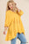 Ruffle Tie Sleeve Button Round Neck Tunic With High Low Hem