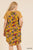 Short Sleeve Round Neck Dress With Floral Print Back And High Low Scoop Ruffle Hem