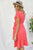 Solid Basic Ruffle Detailed Tulip Overlay Short Sleeve Surplice Dress With Ribbon Tie Waist Detail