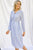 Stripe Print Cinched Waist Long Sleeve Shirt Midi Dress