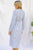 Stripe Print Cinched Waist Long Sleeve Shirt Midi Dress