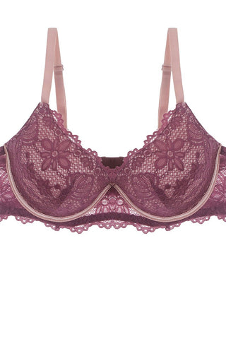 Two Tone Floral Lace Push Up Bra