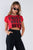 "fries Over Guys" Graphic Studs Detail Crop Top