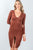 Rust Front Slit Bodycon Mini Dress