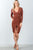 Rust Front Slit Bodycon Mini Dress