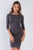 Grey Ruched Shirred Side Long Sleeves Bodycon Midi Dress