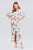 Short Dolman Sleeve V-neck Front Knot And Slit Print Knit Long Dress