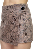 Faux Suede Snake Print Mini Shorts