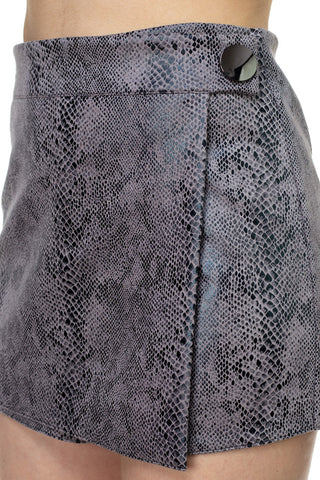 Faux Suede Snake Print Mini Shorts