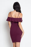 Ruffle Open Shoulder Halter Dress