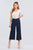 Fake Pocket W/button Detail Wide Long Leg Linen Pants