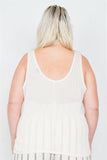 Plus Size Sheer Ivory Ribbed Causal Tank Top