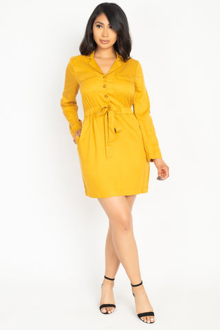 Rtn Bttn Belted Shirts Dress
