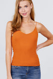 Double V-neck 2 Ply Rib Knit Cami Top