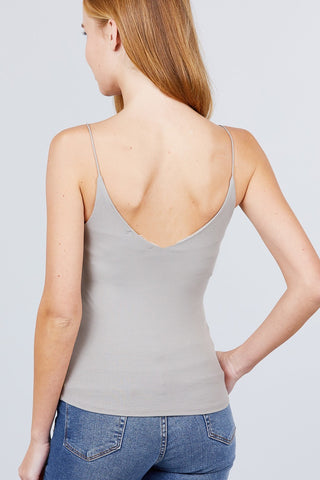 Double V-neck 2 Ply Rib Knit Cami Top
