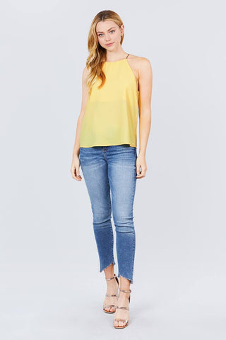 Elastic String Halter Neck Woven Top
