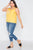 Canary Yellow V-neck Gathered Shoulder Casual Top
