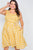 Plus Size Scoop Neck Side Pockets Checkered Gingham Midi Dres