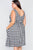 Plus Size Scoop Neck Side Pockets Checkered Gingham Midi Dres