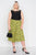 Plus Size Neon Yellow Pleated Animal Print Chic Midi Skirt