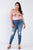 Plus Size Silk Chain Spaghetti Strap High Thong Center Cut Out Bodysuit
