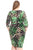 Plus Size Leopard Print With Tropical Leaf Print Bodycon Dress